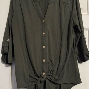 Elegant Dark Green Button-Down Shirt
